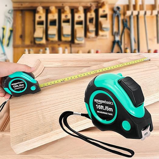 Amazon Basics Tape Measure - 16 ft / 192 in, Turquoise