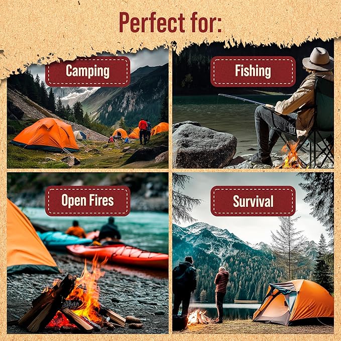 Fire Starters for Campfires - 100 pcs - Waterproof Fire Starter Sticks for Emergency Survival Kit Camping Outdoor Kitchen Indoor Fireplace Bonfire
