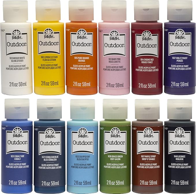 FolkArt Outdoor Gloss Acrylic Craft Paint Set Designed by FolkArt+One+Stroke