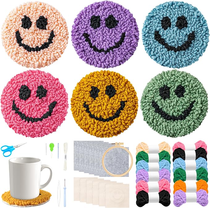 FoszaSzept Smile Punch Needle Coaster Kit, Easy DIY Mug Tufted Making Set by Unknown