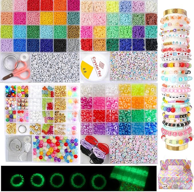 Acrylic Pony Beads Jewelry Making Kit – 96 Colors, UV Color Changing & Glow by NikkiGuojewelry