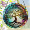 Stained Glass Window Hanging, LAOWEIKI 8'' Tree of Life Suncatcher, Stained by Unknown