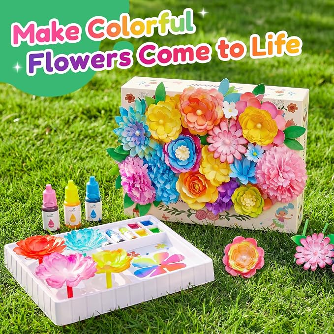 Kiditos Magic Flower Craft Kit for Girls, DIY Color Changing Flower Bouquet - Image 7