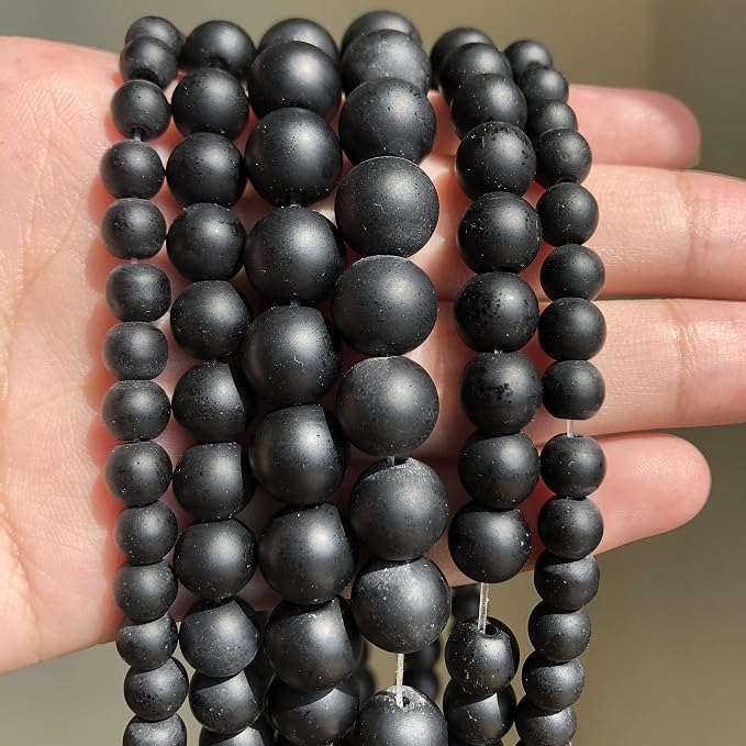 8mm Matte Black Onyx Bead, 15-Inch Matte Round Loose Stone Beads - Image 7