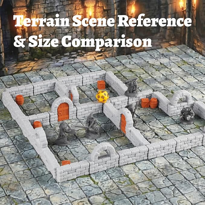 Dungeon Walls 40pcs 28mm Miniature RPG Modular System DND Terrain Building - Image 5