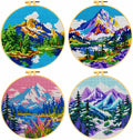 Zhenqing 4 Pack Four Seasons Landscape Stamped Cross Stitch Kit, 11CT Printed by ZhenqingHomeFlagship