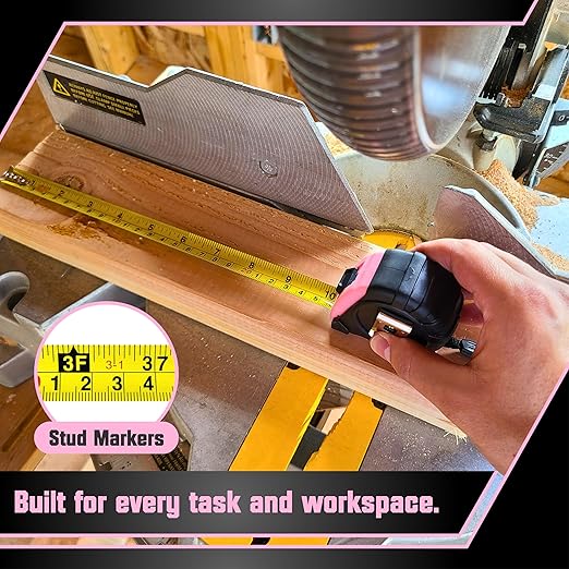 Bullseye Tape Measure 12 Foot 3-Pack | Pink | Small, Retractable Measuring Tapes with Pause Buttons | Easy-to-Read Standard and Metric Measurements for Adults and Kids | Inches and Centimeters