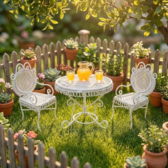 6 PCS Miniature Vintage Bistro Table & Chairs - Image 4