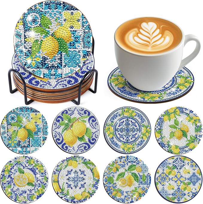 Lemon Diamond Art Coasters by SitsinkArtCraftsTools