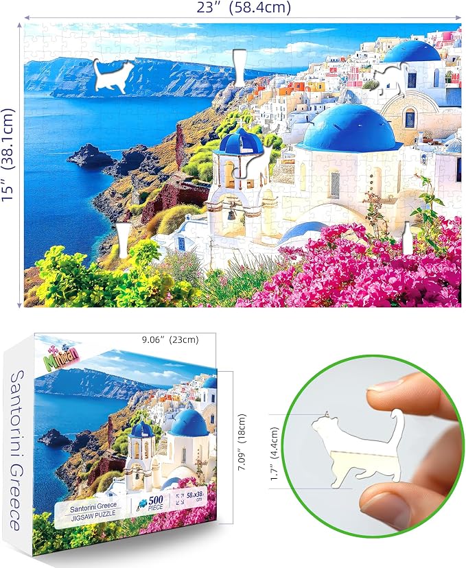 MINIWAN Santorini Greece Landscape Jigsaw Puzzle - Image 2