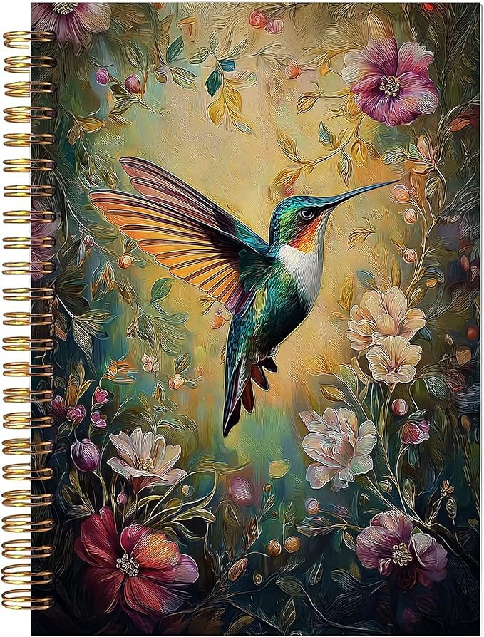 BitKan Vintage Hummingbird Bird Birding Spiral Notebook by bitkan