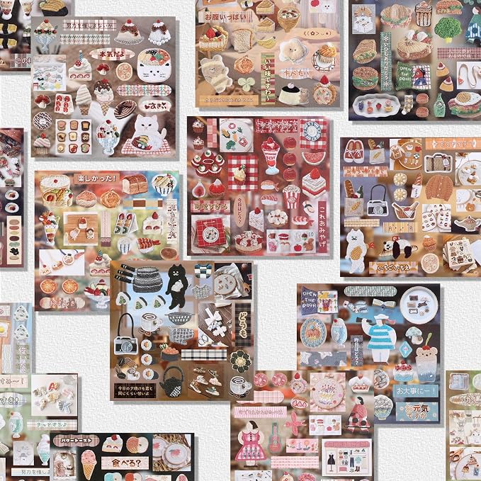 Tmtains 30 Sheets Japanese Manga Style Sticker Book 800+Pcs Heisei Retro Food - Image 5