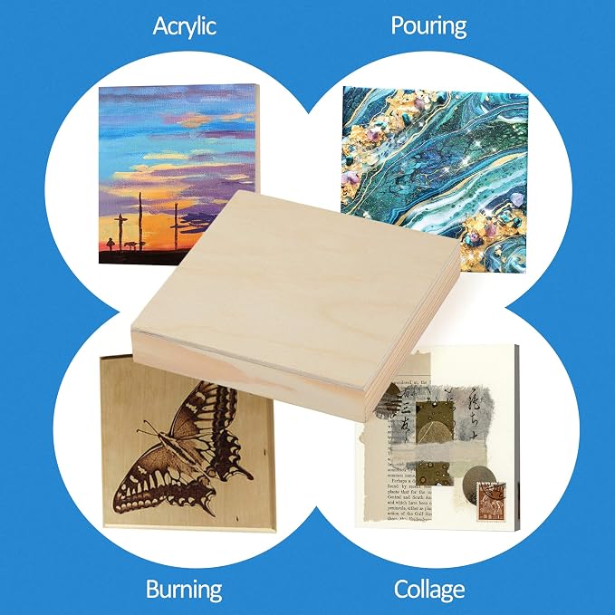Falling in Art 4 Pack 4x4’’ Unfinished Birch Wood Panels Kit - Image 3