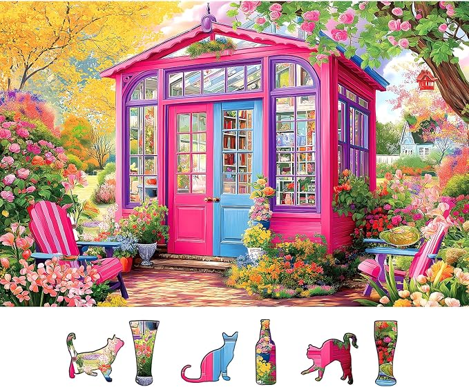 MINIWAN 500 Piece Pink Garden Greenhouse Jigsaw Puzzle by MINIWAN