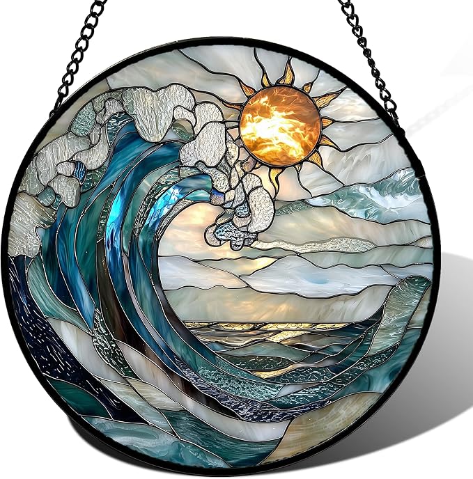 DASTOLL Stained Glass Window Hanging, and Mom 14.9x14.9 in by DASTOLL