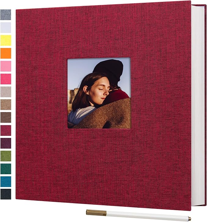potricher Large Photo Album Self Adhesive 3x5 4x6 5x7 8x10 10x12 Pictures Linen by potricher