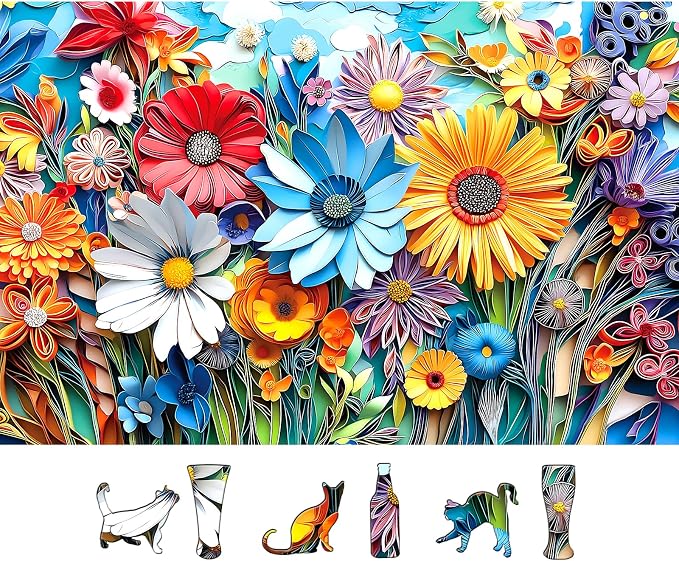 MINIWAN 500 Piece Puzzle for Adults, Colorful Wildflowers Jigsaw Puzzles | by MINIWAN