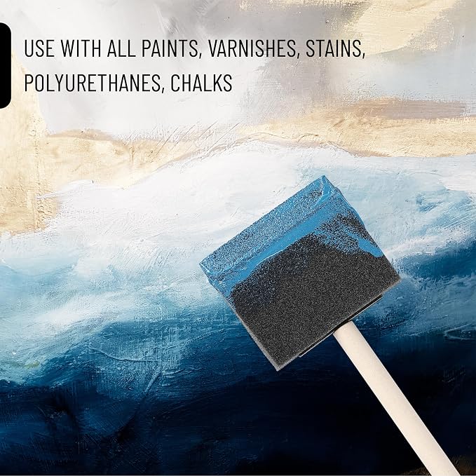 Bates- Foam Paint Brushes, 4 Inch, 8 Pack, Wooden Handle | Sponge Brushes - Image 6