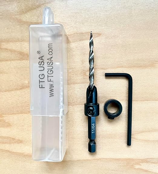 FTG USA Adjustable Wood Countersink Drill Bit #8 (11/64") with Tapered Drill Bit for Woodworking