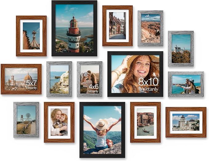 Vittanly 15 Pack Picture Frames Collage Wall Decor, Gallery Frame Set by Vittanly