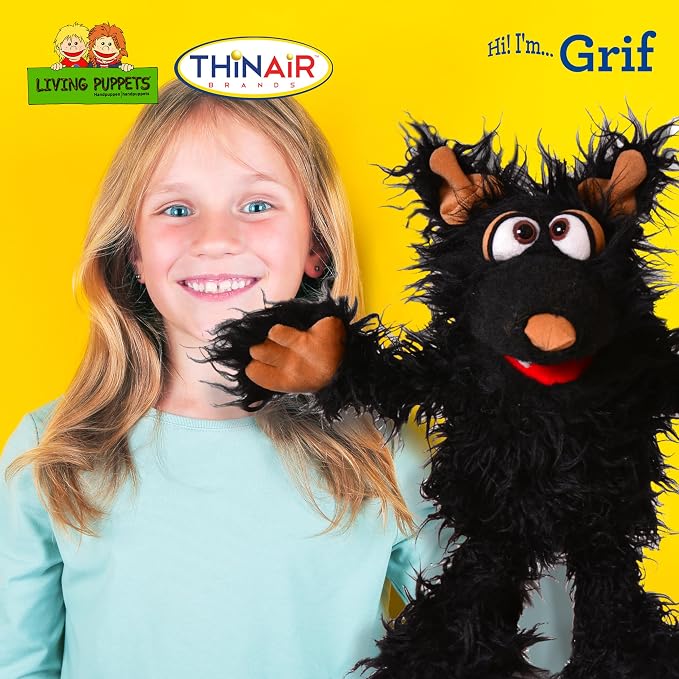 Living Puppets 12-Inch Plush Black Dog Hand Puppet - Image 3