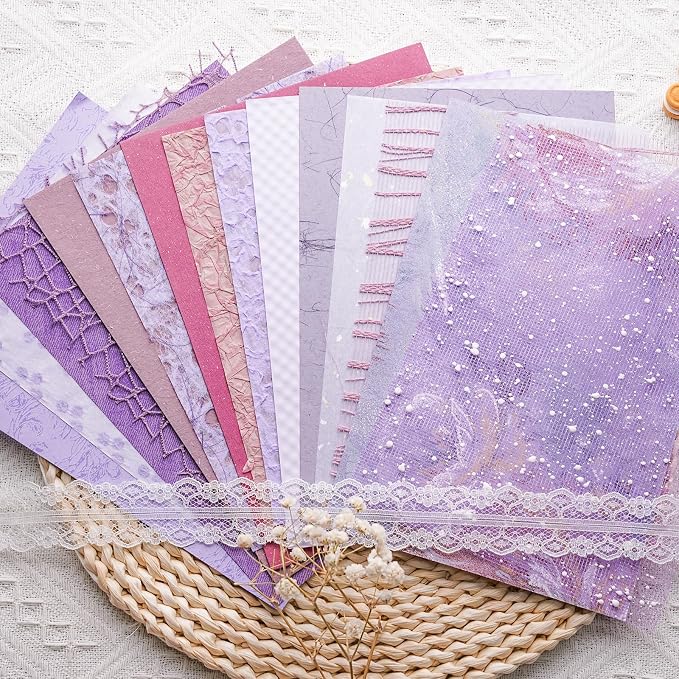 15Pcs Handmade Scrapbook Art Paper Craft Textured Colorful A5 sheet Mesh by LewuwoPoing