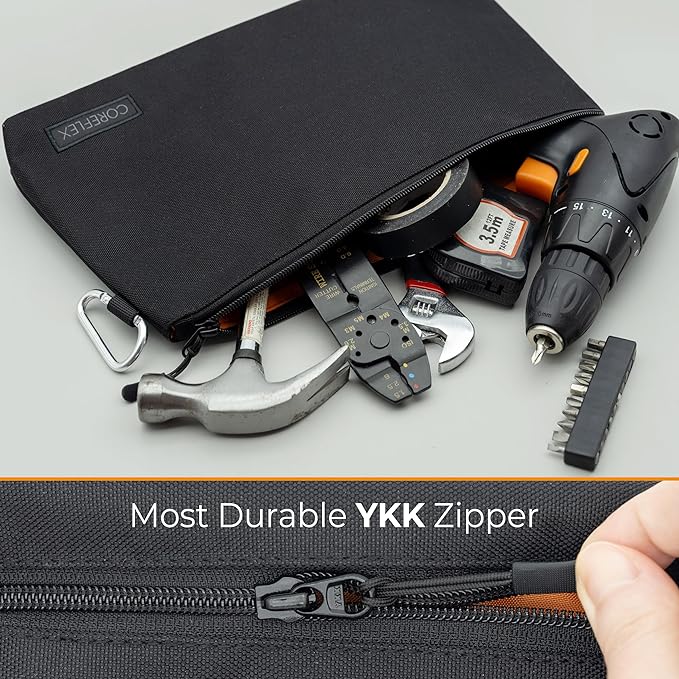 COREFLEX Premium Tool Pouch Zipper Bag, Small Tool Bag, Multipurpose Storage pouch, Heavy duty Flat Bottom Tool bag with YKK Zipper (6 pack Combo mixed size)
