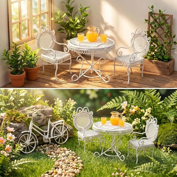 6 PCS Miniature Vintage Bistro Table & Chairs - Image 3