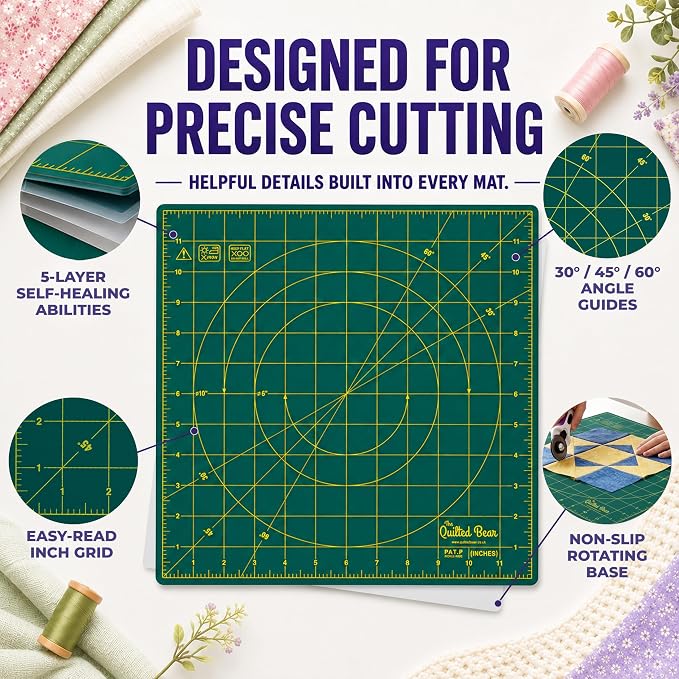 The Quilted Bear Rotating Cutting Mat 12" x 12" - Image 3