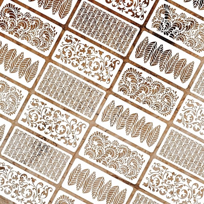 INFUNLY 4pcs Floral Wall Stencil Fern Pattern Reusable Stencil - Image 3
