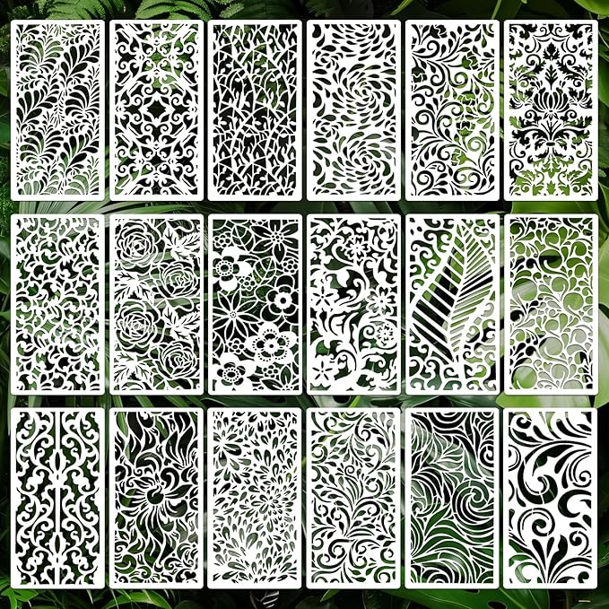 Geometric Texture Stencils for Crafts Reusable 18Pcs Stencils | DIY Art by Unknown