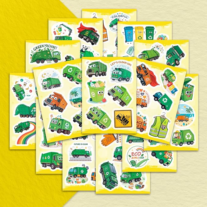 100Pcs Garbage Truck Stickers for Water Bottle, Laptop - Image 5