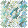 70 Pcs 10 x 10 Inch Green Floral Cotton Fabric Squares, Precut Printed by Unknown