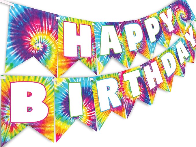 Ink Tie Dye Happy Birthday Banner - Image 3