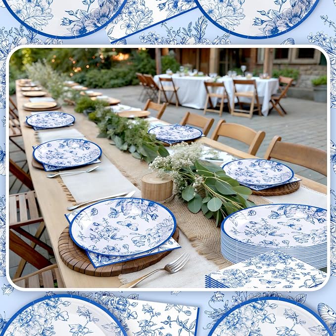 Zhehao 120 Pcs Disposable Paper Plates and Napkins Bulk Birthday Party - Image 3