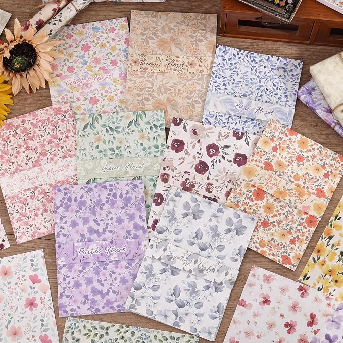 180 Sheets Vintage Floral Scrapbook Paper - Image 5