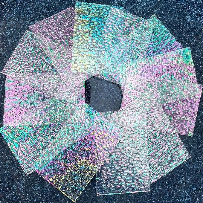 LITMIND 12 Sheets Iridescent Transparent Textured Stained Glass Variety Pack - Image 5