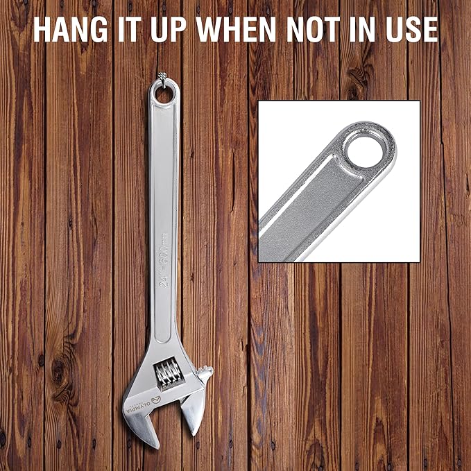 Olympia Tools 24" Adjustable Wrench, Heavy Duty Drop Forged Steel, Chrome Plated, Precision Machined Jaws, Rust Resistant