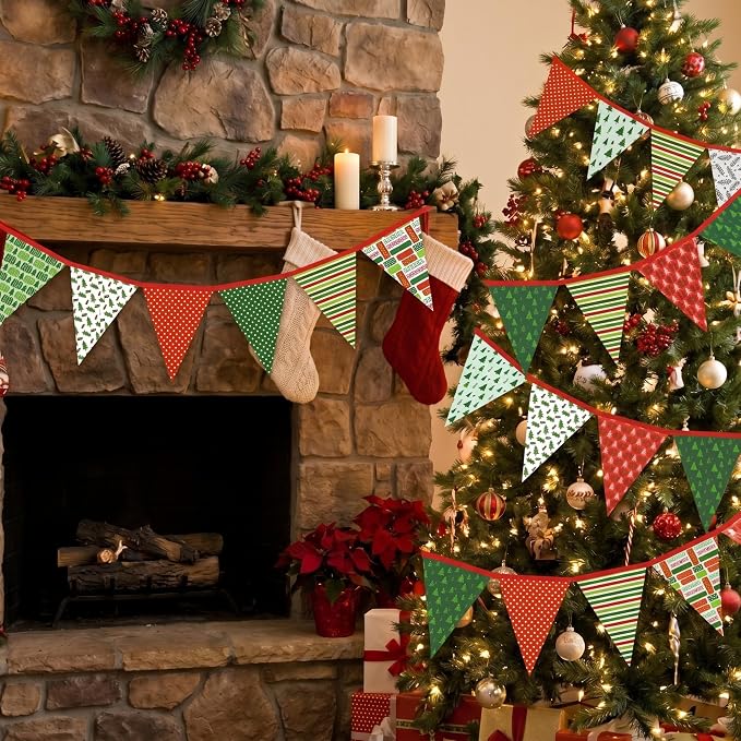 HunnmingRe 20 Pcs 10''x10'' Christmas Red and Green Quilting Fabric Square - Image 5