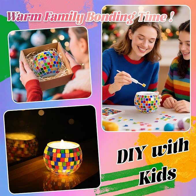 Joyclub DIY Mosaic Candle Holder Kit Mosaic Kits - Image 5