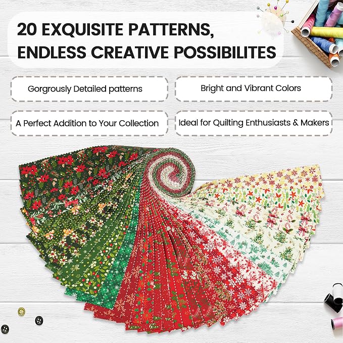 Craftido-20 Options-100% Cotton Jelly Roll Fabric Precut Strips - Image 3