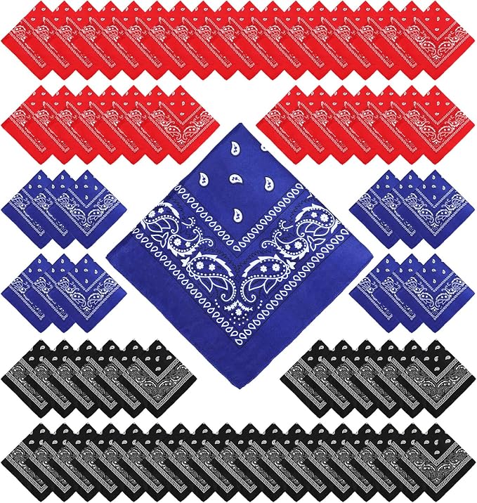 100 Pack Bandanas Unisex Paisley Bandanas Bulk Multi Purpose Cowboy Head Wrap by Handepo