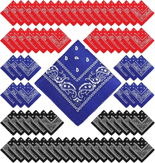 100 Pack Bandanas Unisex Paisley Bandanas Bulk Multi Purpose Cowboy Head Wrap by Handepo