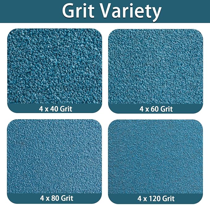 4x36 Inch Belt Sander Sanding Belts Kit 16 Pcs (4 Each of 40/60/80/120 Grits), Zirconia Belt Sander Paper Sanding Belts for Wood, Metal, Cars, and Furniture, 16-Pack