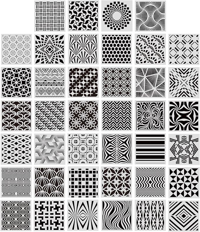 40 Pieces Geometric Stencils Painting Templates by Outus