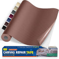 Self-Adhesive Canvas Repair Tape, 16" x 79" Waterproof Canvas Repair Patch, Fabric Patch Repairs Kit for Furniture, Tents, Sunbrellas, Boat Covers Awnings, Couches, Clothes, Bags Dark Brown