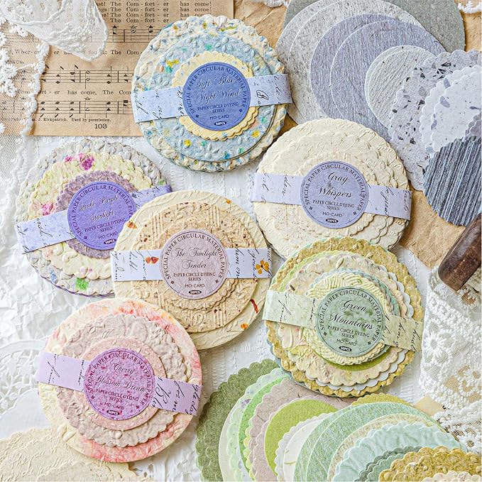 300Pcs Scrapbook Supplies Kit, Round Edge Colorful Textured Embossed Rice - Image 8