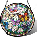 DASTOLL Stained Glass Window Hanging, Colorful Butterfly Suncatcher by DASTOLL