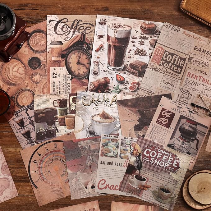 emmoolife Scrapbooking Supplies Kit, Coffee Vintage Aesthetic Scrapbook Kit - Image 8