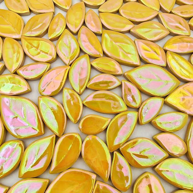 500g/1.1lb Leaf-Shaped Ceramic Mosaic Tiles, Ceramic Mosaic Pieces - Image 5